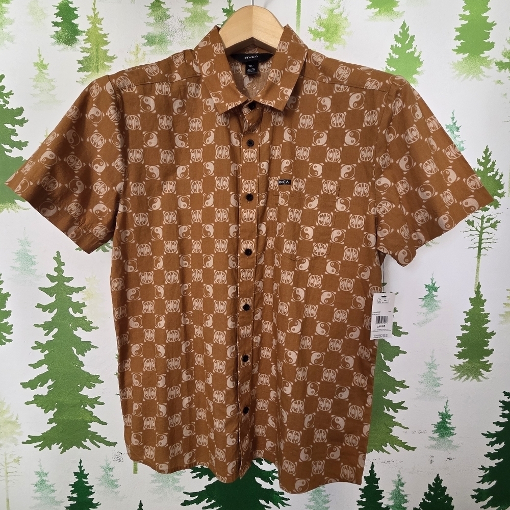Brown Patterned RVCA Men's Shirt